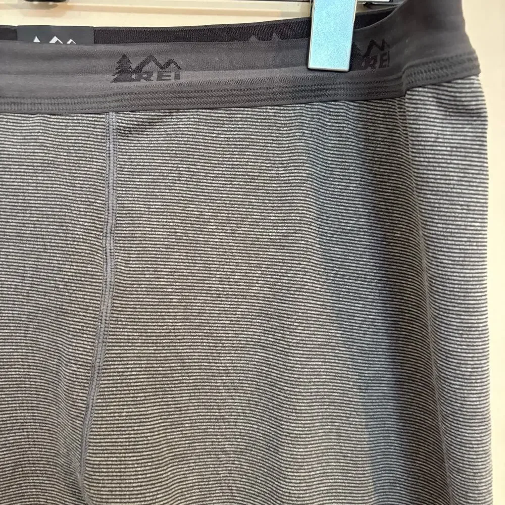 REI Base Layer Pants Mens XL Gray Stripe Thermal Bottoms Made in USA Stretch